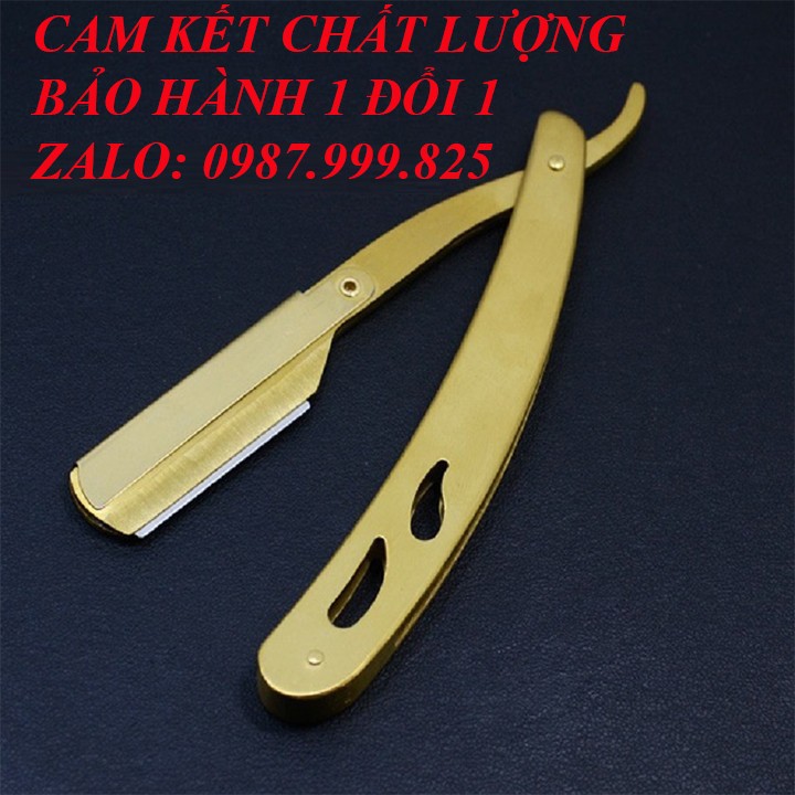 Dao cạo râu cổ điển màu vàng Loại dao cạo có thể thay thế lưỡi lam để cạo râu, cạo mặt chuyên dùng cho các tiệm cắt tóc