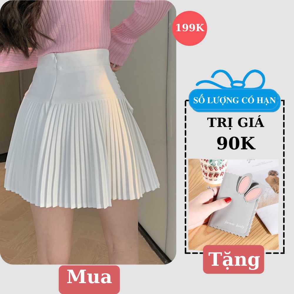 Chân Váy Xếp Ly Trắng Nhỏ Cạp Cao Hàng Loại 2 Chất Lượng Freeship, Chân Váy Ngắn Xòe Thời Trang Siêu Xinh Cho Các Nàng