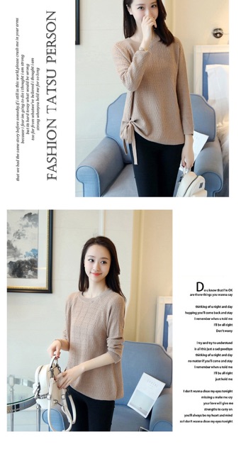 MS012 Áo len cổ tròn thắt nơ PhuLinhShop