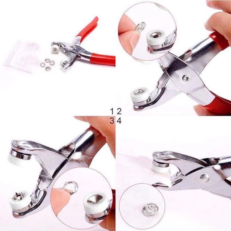 Bộ Kìm Bấm Cúc Vành,Cúc Sắt,Dụng Cụ Bấm Khuy Áo Tiện Dụng Cho Mọi Nhà