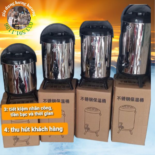 Bình ủ trà ,trà sữa giữ nhiệt nóng lạnh 12 lít