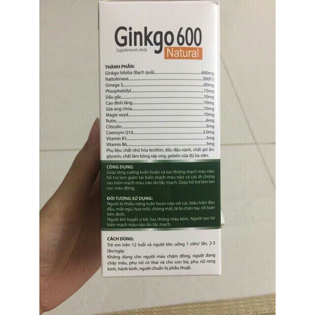 Viên bổ não Ginkgo 600 With Coenzyme - Q10 (hộp 100 viên)