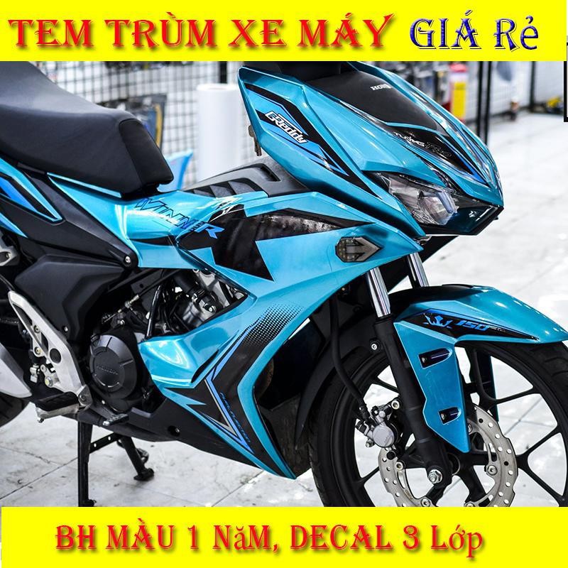 Tem trùm Winner X xanh ngọc đen, độ dán team decal xe thiết kế rẻ đẹp theo yêu cầu