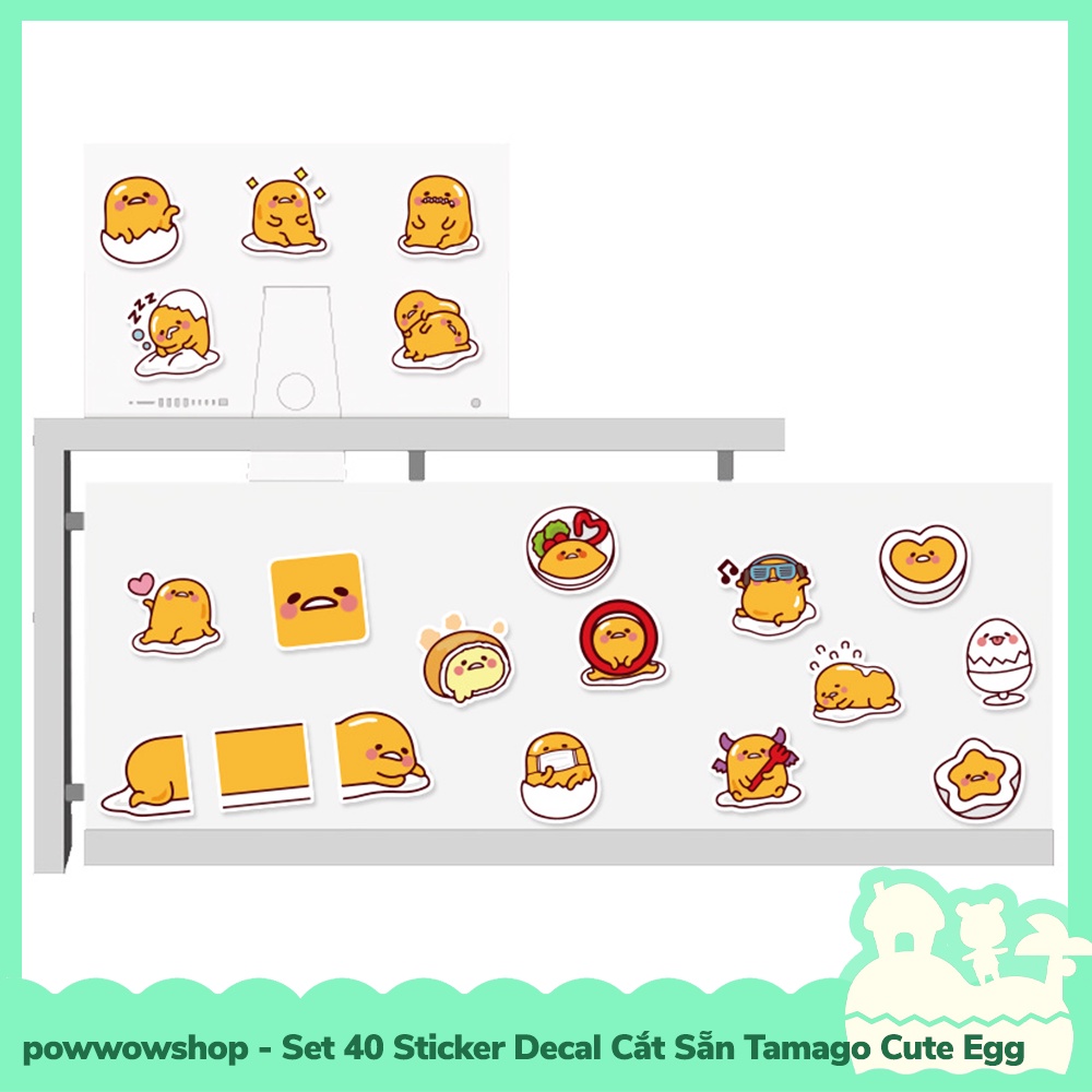 [Sẵn VN - Hỏa Tốc] Set 40 Sticker Mini Decal Dán Trang Trí Vật Dụng Mẫu Tamago Cute Eggs