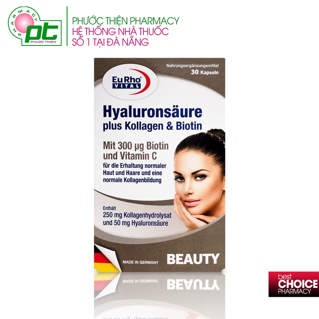 Viên Uống Đẹp Da Collagen EuRho Vital Hyaluronsaure plus Kollagen and Biotin