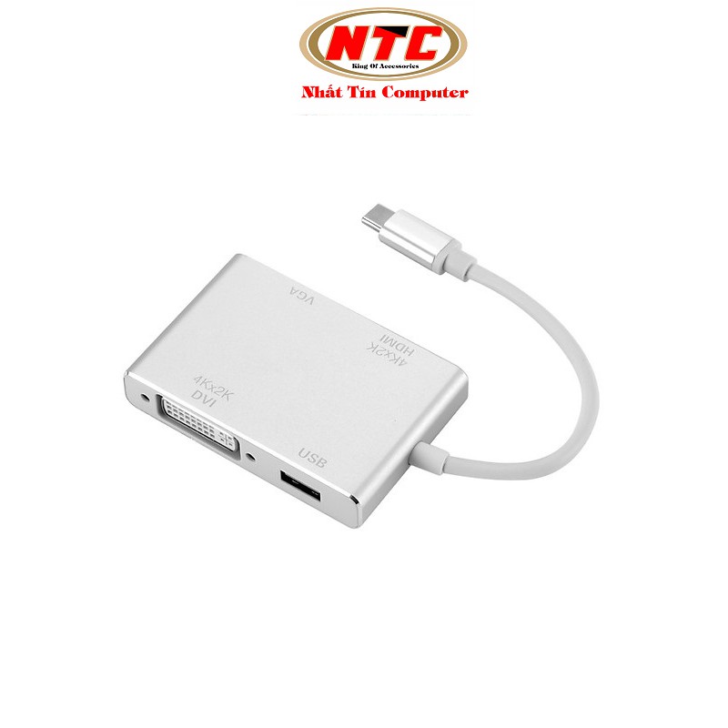 Cáp 4 in 1 chuyển đổi typeC sang HDMI/ VGA/ DVI/ USB - hỗ trợ FullHD (nhiều màu)