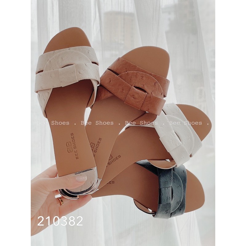 BEESHOES - DÉP NỮ MŨI TRÒN QUAI NGANG ĐAN - DÉP NỮ MŨI TRÒN QUAI NGANG ĐAN ĐẾ BỆT SẴN MÀU ĐEN - TRẮNG - NÂU - KEM 210382