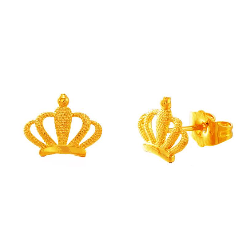 Bông Tai Mạ Vàng 24K Hình Vương Miện Thời Trang