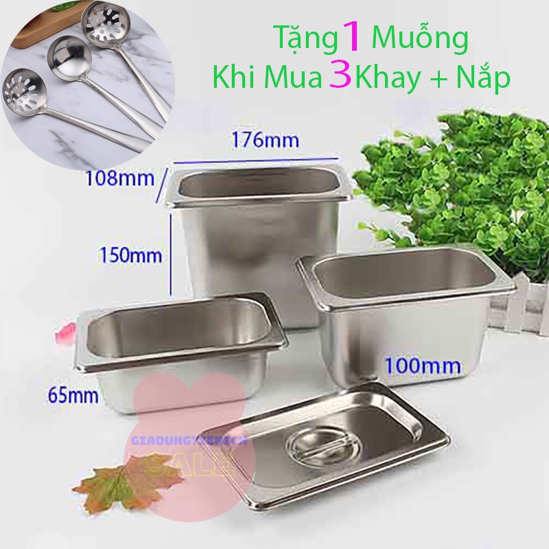 Khay inox GN 1/9 Đựng Thạch Topping Đựng Thực Phẩm Các Size