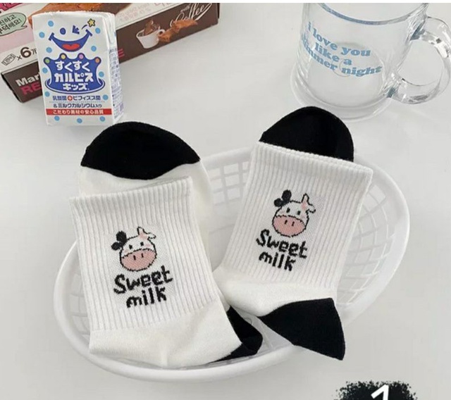 Tất bò sữa cao cổ ulzzang cotton cao cấp