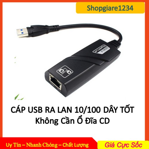 Cáp USB 2.0 ra LAN 10/100 dây tốt ( không cần ổ đĩa CD)