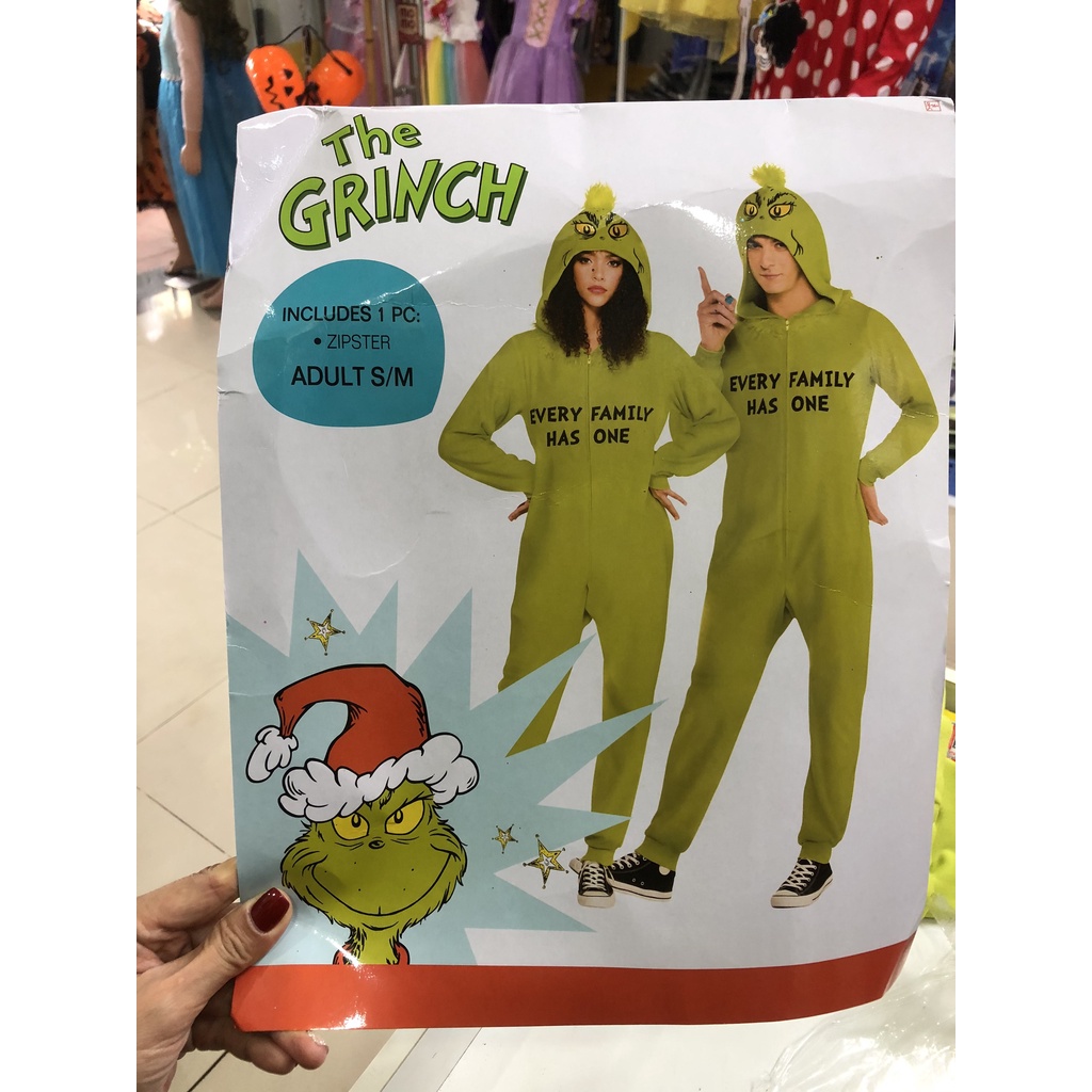 Bộ hóa trang cho người lớn cao 1,7m-1,8m chơi Halloween The Grinch