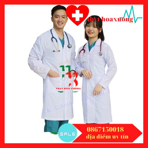 Áo blouse, áo choàng bác sĩ, dược sĩ, phòng thí nghiệm nam dài tay, dáng dài