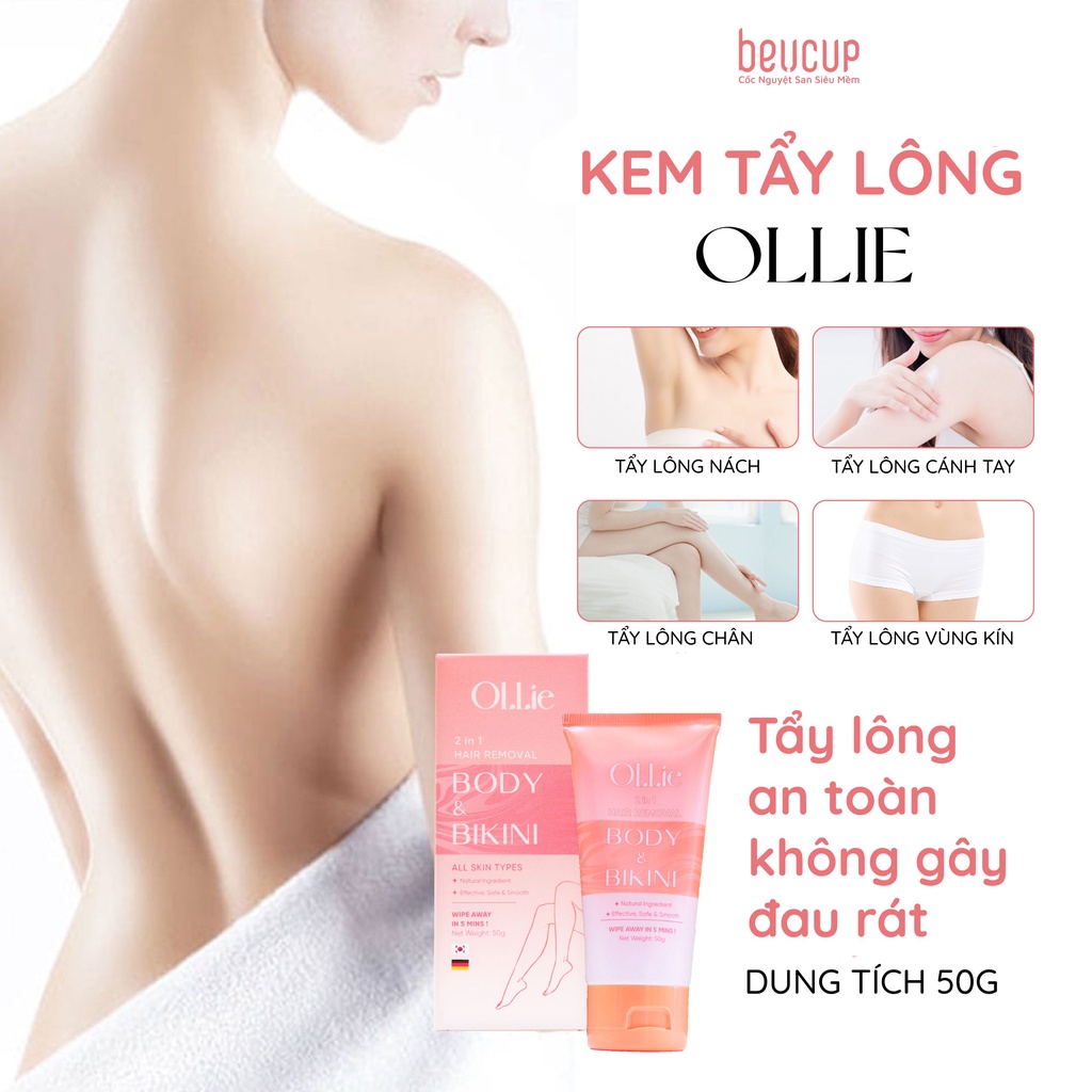 Kem Tẩy Lông OLLIE 50Gr Dịu Nhẹ An Toàn Cho Da Vùng Kín Body Gel Triệt Lông Thế Hệ Mới Cho Tay Chân Toàn Thân Hazuka