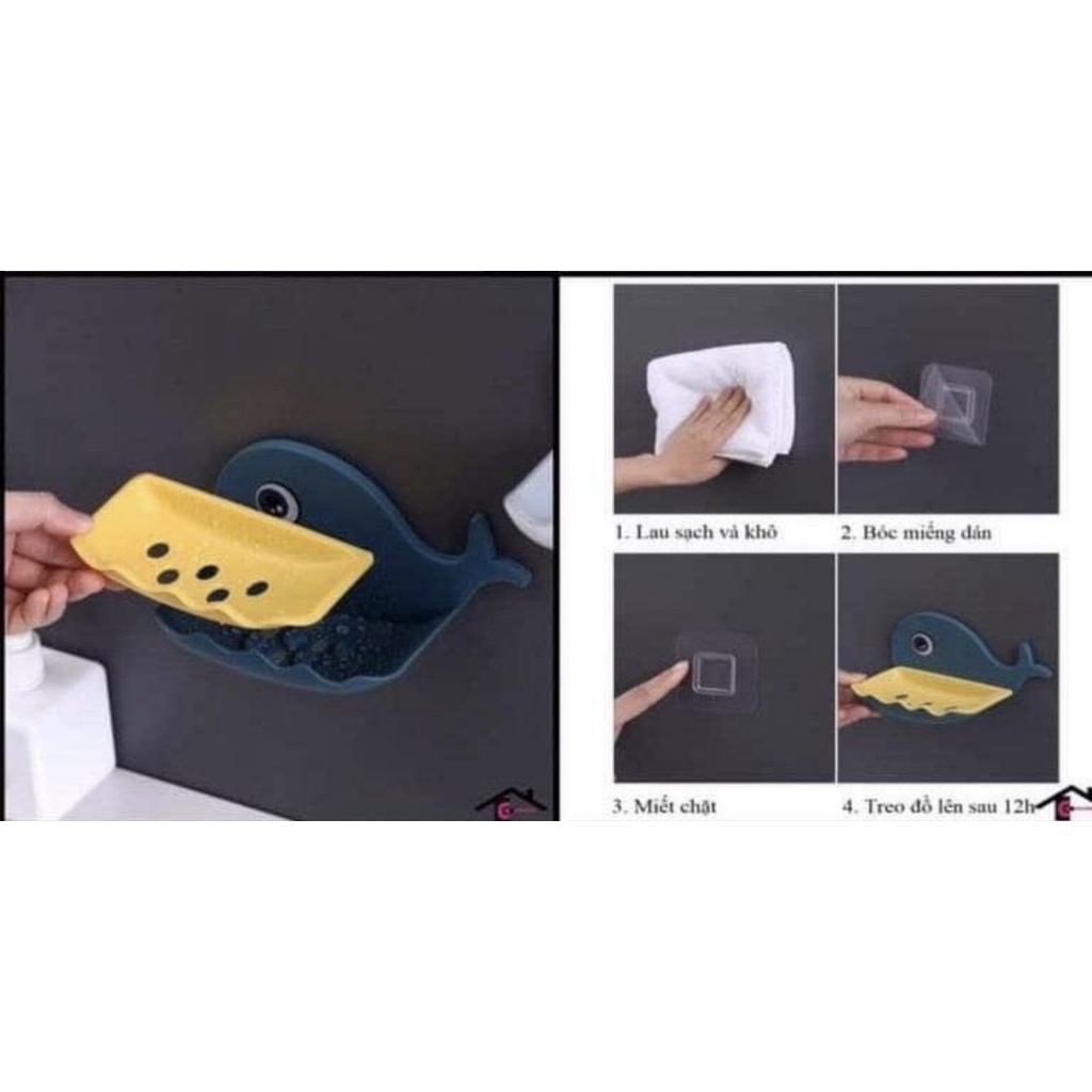 Khay đựng xà bông nhựa hình con cá dán tường siêu chắc chắn tiện ích