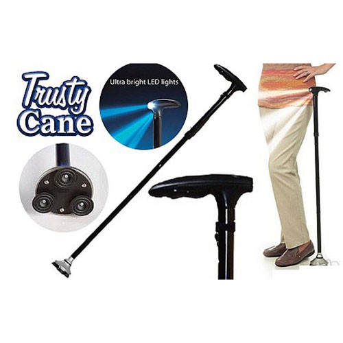Gậy cho người lớn tuổi, gậy gấp gọn Trusty cane chống trượt có đèn pin