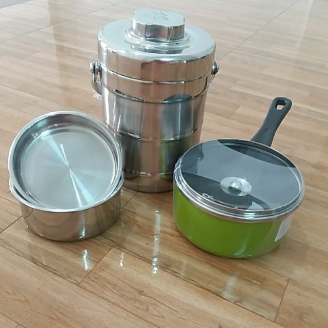 Combo gồm 1 cặp lồng inlox và nồi nấu bột sunhouse