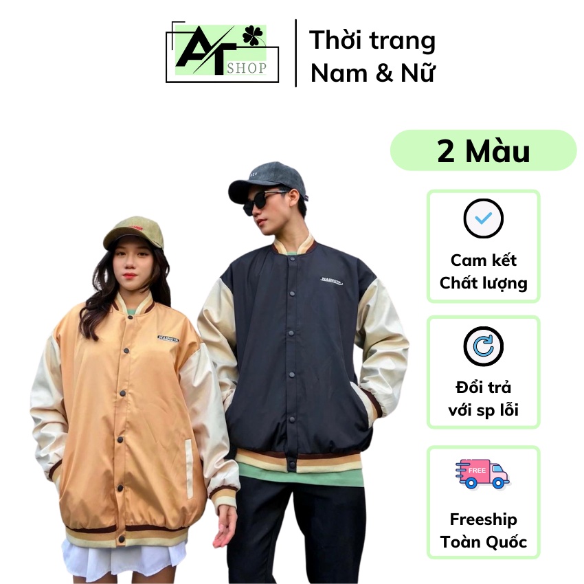 Áo khoác bóng chày 🔺 GIÁ TỐT NHẤT 🔺 áo form rộng WASNOTP vải dù cao cấp, bomber Varsity dáng Unisex nam nữ D05