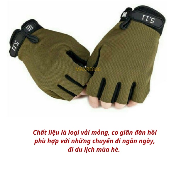Găng Tay Cụt Ngón 511 Dành Cho Nam Nữ Đi Phượt Tập Gym Thể Thao Thấm Hút Mồ Hôi Thoáng Khí