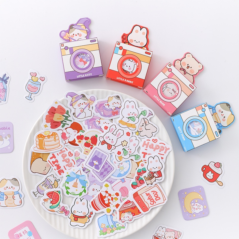 Hộp 46 Miếng Dán Họa Tiết Hoạt Hình Trang Trí Sổ Tay / Nhật Ký DIY