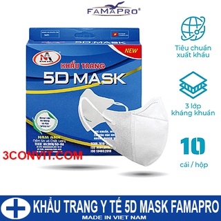 Hộp 10 chiếc khẩu trang y tế 5d mask famapro