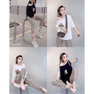 SET BỘ NỮ QUẦN DÀI CARO THỜI TRANG DẠO PHỐ SIÊU XINH TB
