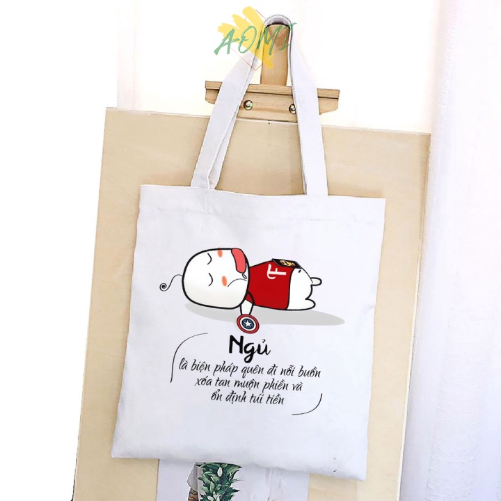 [Nhiều mẫu Đẹp] TÚI VẢI SINH HOAT ĐEO VAI TOTE CANVAS BAG CÓ KHÓA KÉO SIZE LỚN 33x38cm PHONG CÁCH CÁ TÍNH HOT TREND AOMI