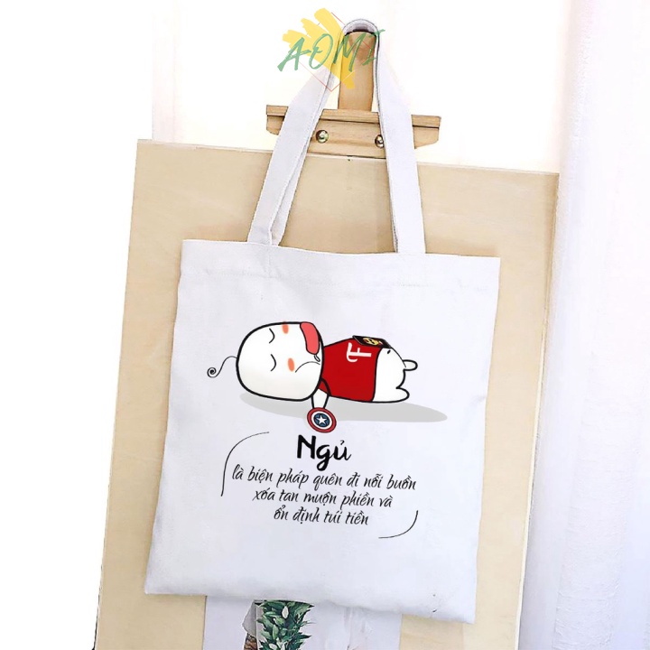 [Nhiều mẫu Đẹp] TÚI VẢI SINH HOAT ĐEO VAI TOTE CANVAS BAG CÓ KHÓA KÉO SIZE LỚN 33x38cm PHONG CÁCH CÁ TÍNH HOT TREND AOMI