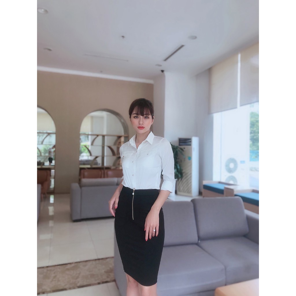 Chân váy bút chì đen trơn xẻ sau, chân váy công sở ôm body - chất liệu Umi cao cấp mềm mịn, co giãn | BigBuy360 - bigbuy360.vn