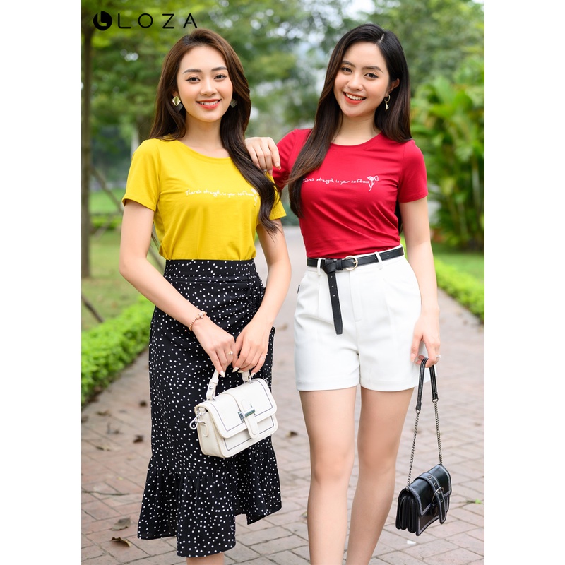 [Mã BMBAU50 giảm 50K đơn 150K] Áo phông nữ LOZA thêu chữ nổi bật - PT04106