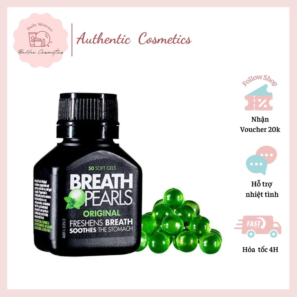 Viên uống thơm miệng Breath Pearls Úc - 50 viên