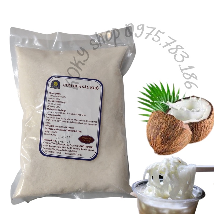 Cơm Dừa Sấy Khô Phú Thương 1KG, Bột dừa sấy khô, Loại hạt mịn