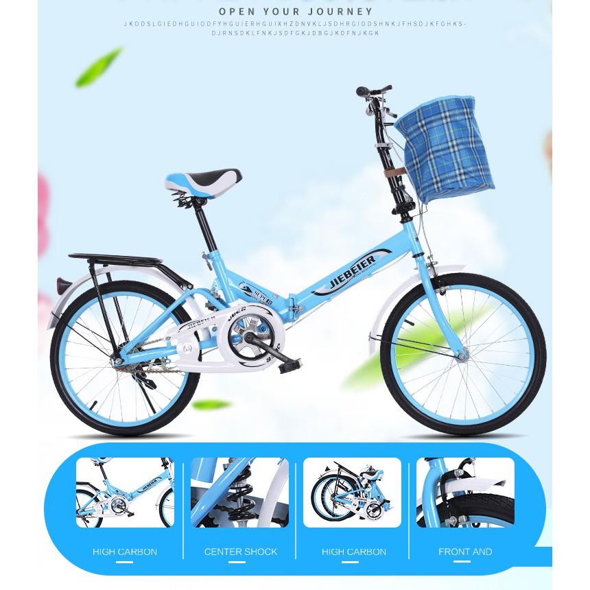 Xe đạp royal gấp gọn 16, 20 inch Jiebeir cho trẻ em và người lớn, xe cho cho gia đình- hàng sẵn trắng