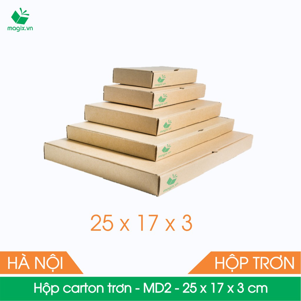 MD2 - 25x17x3 cm - 100 Thùng hộp carton trơn đóng hàng