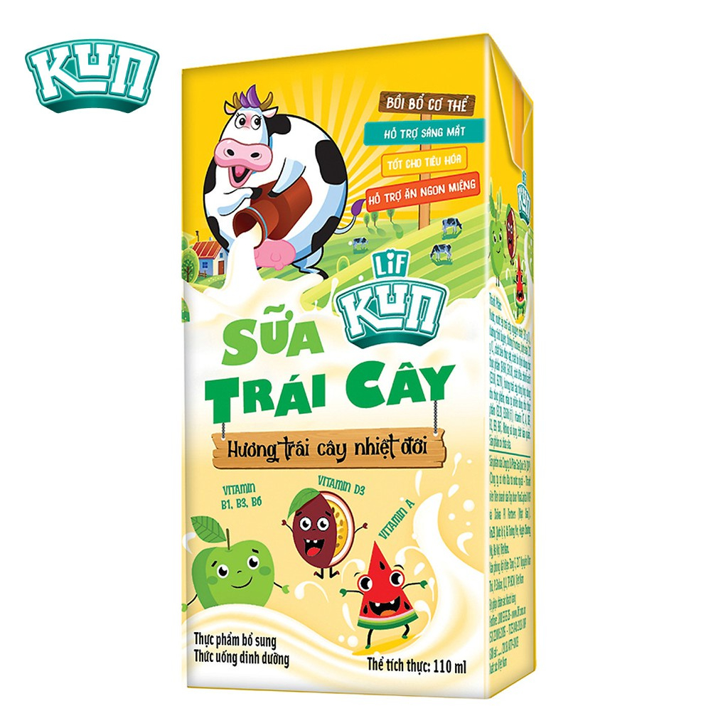 KUN_Sữa Trái Cây Nhiệt Đới Thùng 48 Hộp x 110ml