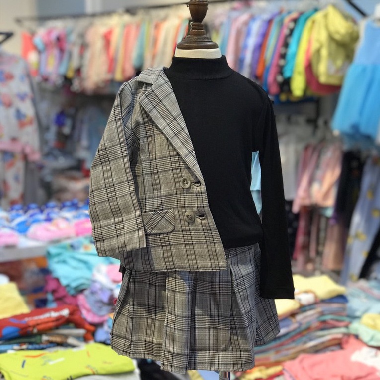 Bộ vest bé gái kèm chân váy kẻ LITIBABy 2/7