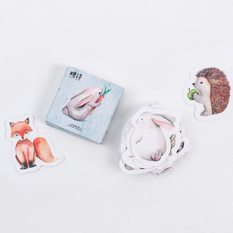 Bộ 45 nhãn dán hình động vật rừng dùng trang trí E86