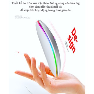 Chuột Không Dây A2 Chống Ồn Pin Sạc Không Cần Thay Có Led Đổi Màu Dùng Làm Việc Chơi Game Cực Chất