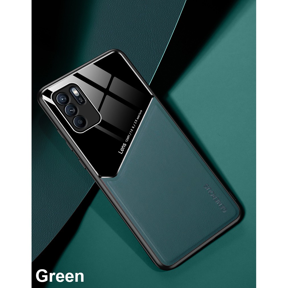 Ốp điện thoại da tích hợp sắt chống sốc bảo vệ cho Oppo Reno 6z 5g