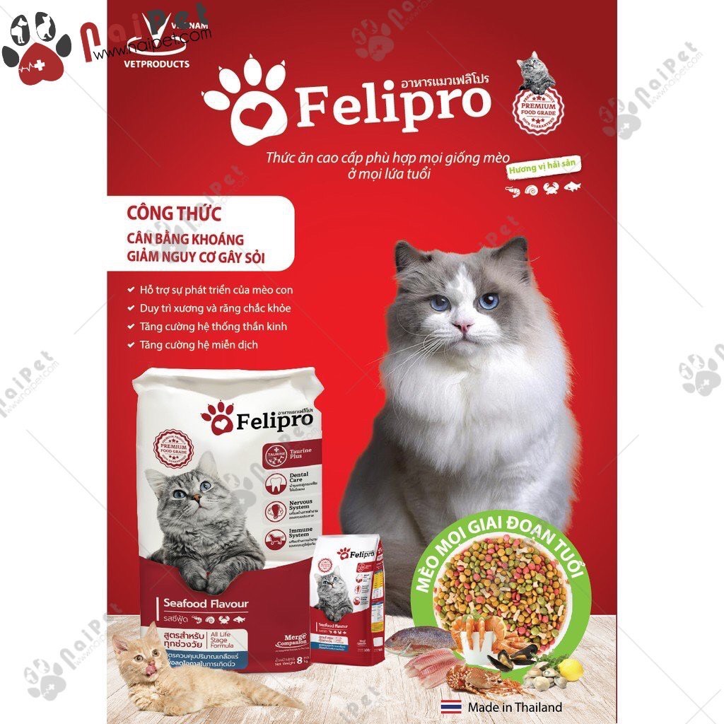 Thức Ăn Hạt Khô Cho Mèo Felipro Thái Lan TSD 500g