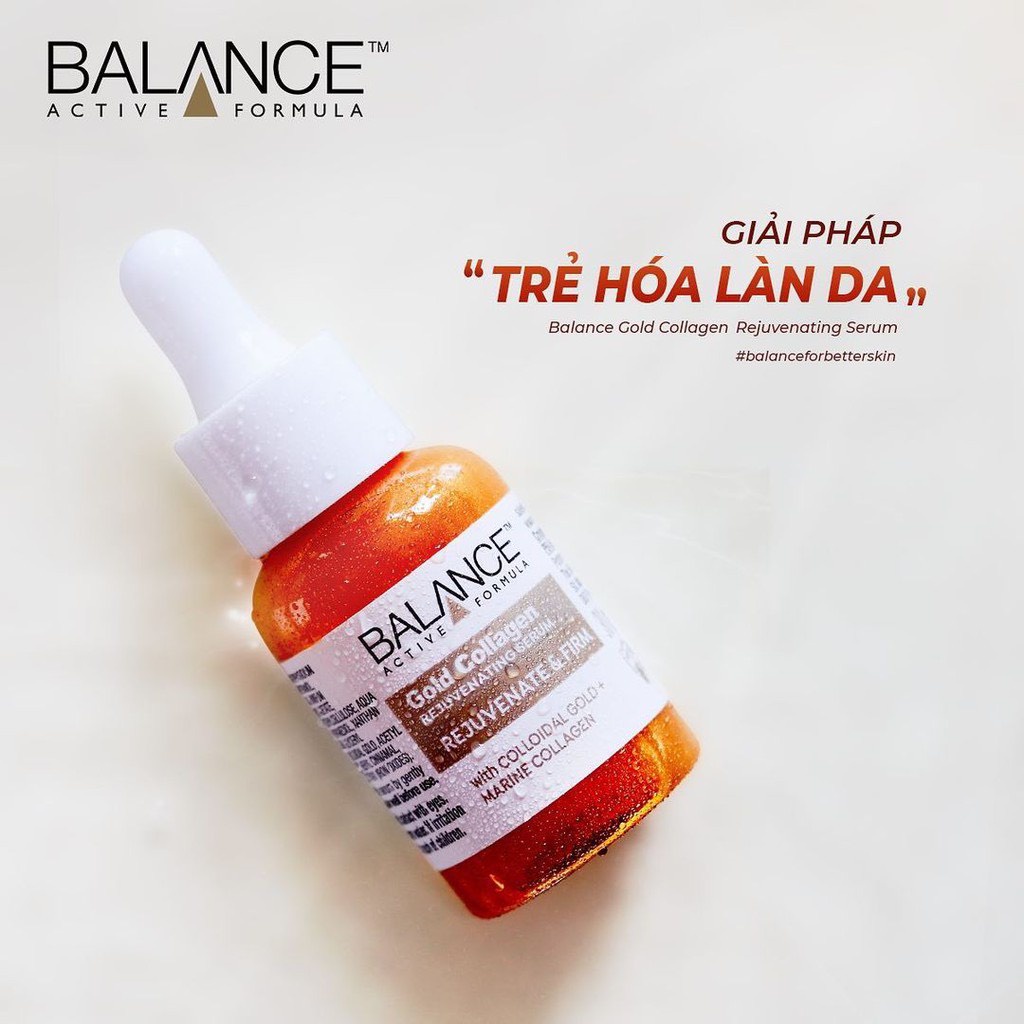 Combo Balance, serum + Kem Mắt Trẻ Hóa Da Balance Active Formula Gold Collagen Rejuvenating 30ml + 15ml