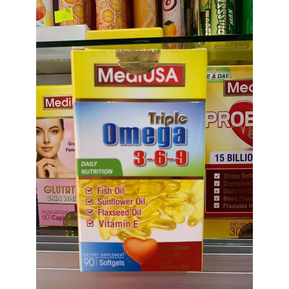 Viên uống bổ não tăng cường thị lực MediUSA Triple Omega 369⚡Nhập khẩu Mỹ⚡Hộp 90 viên giúp bổ não sáng mắt