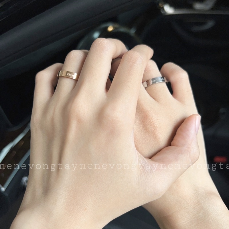 Nhẫn cặp đôi CK hook crystals rings KHẮC TÊN