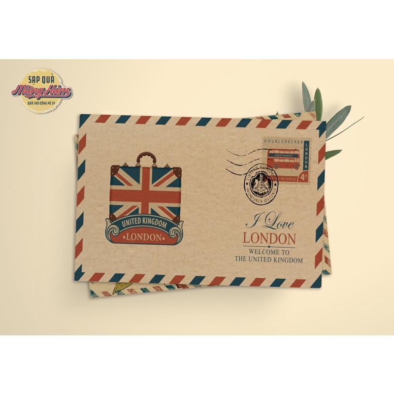 Phong bì, bao thư giấy mỹ thuật phong cách vintage_Sạp bán theo set 10 bao thư