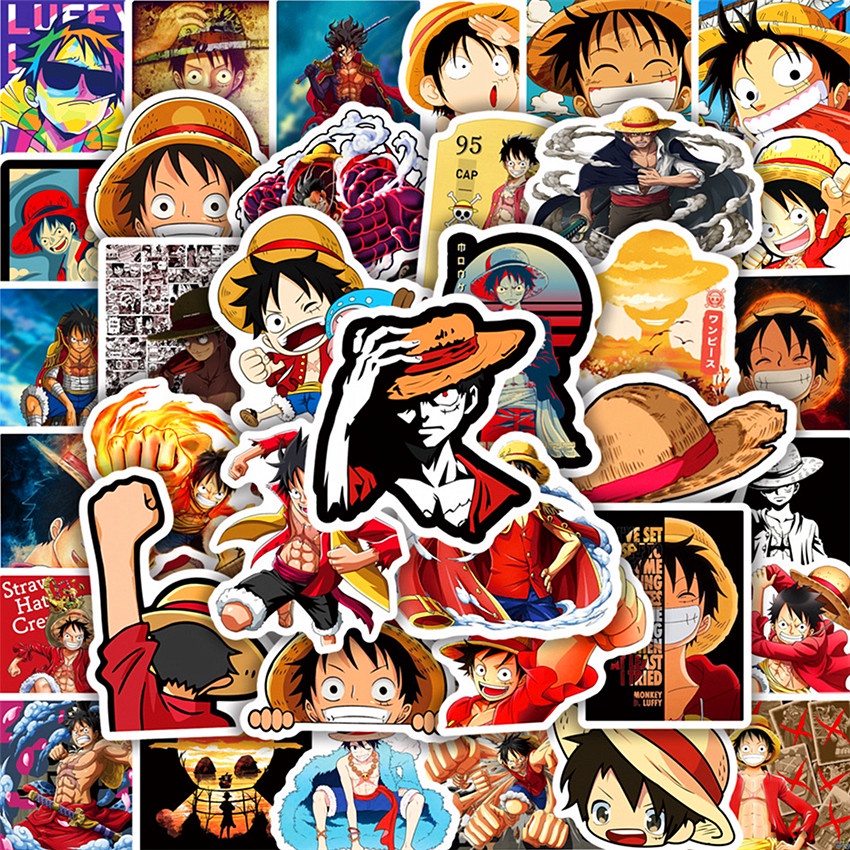 Set 50 hình dán One Piece Luffy Series 01 chống thấm nước trang trí đa dụng