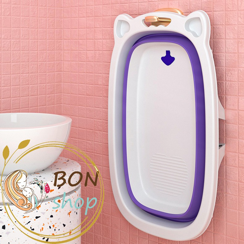 Chậu Tắm Gấp Gọn Cho Bé Có Nhiệt Kế Đo Nhiệt Độ Nước, Phao Tiện Dụng Kèm ảnh thật