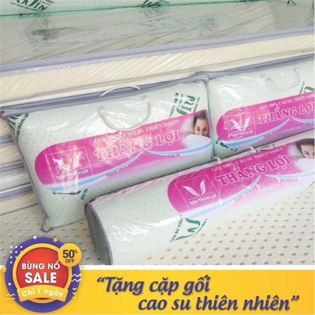 Nệm cao su thiên nhiên Win Thắng Lợi 10p chính hãng BH 15 năm, khuyến mãi tặng quà