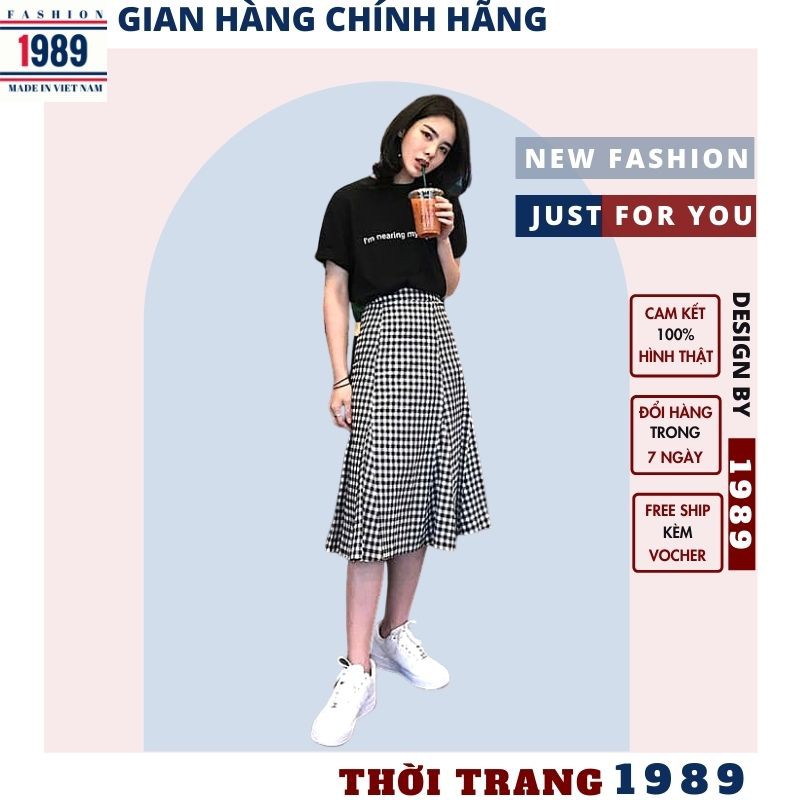 set áo và chân váy 🌺váy nữ hàn quốc xinh dễ thương DEJU áo kèm chân váy kẻ caro ,ulzzang ,TIỆM 1989