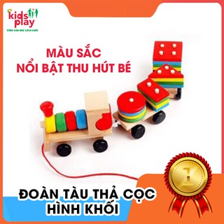 Đồ chơi Montessori - Đoàn Tàu Thả Cọc Hình Khối Nhiều Kiểu Dáng Màu Sắc Tươi Sáng Cho Bé 1 đến 5 Tuổi