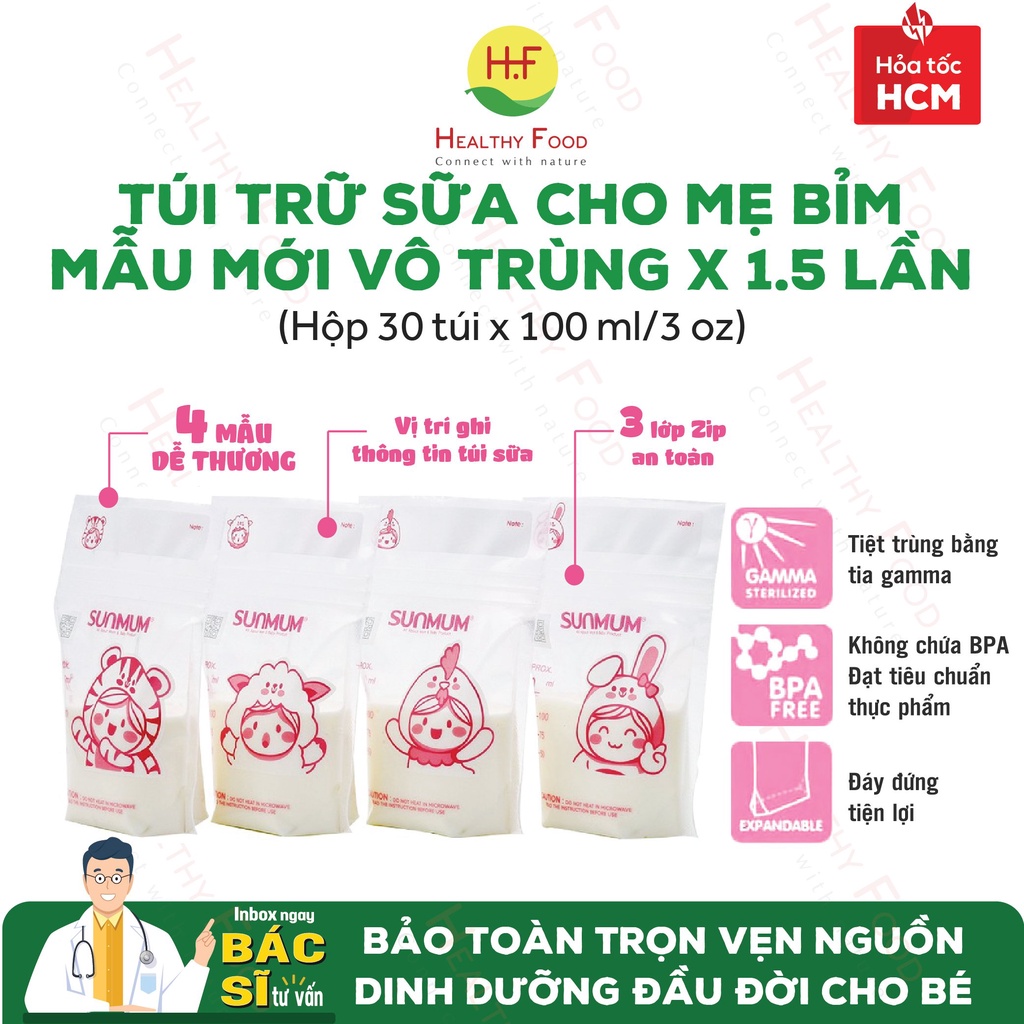 Túi trữ sữa mẹ Sunmum 100ml/250ml - An toàn, Tiện lợi, Phụ kiện cần thiết cho mẹ sau sinh